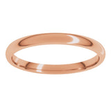 14K Rose Gold 2 mm Lightweight Comfort-Fit Half Round Band Size 7