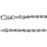14K White Gold 3 mm Rope 20" Chain