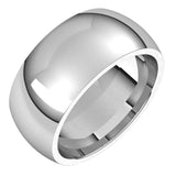 14K White Gold 9 mm Comfort-Fit Half Round Band Size 11.5