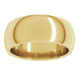 10K Yellow Gold 8 mm Comfort-Fit Half Round Band Size 11
