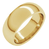 14K Yellow Gold 7 mm Comfort-Fit Half Round Band Size 12