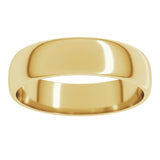 10K Yellow Gold 5 mm Lightweight Half Round Band Size 5.5