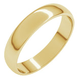 10K Yellow Gold 4 mm Lightweight Half Round Band Size 9