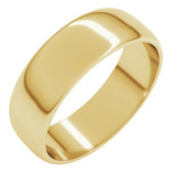 10K Yellow Gold 6 mm Lightweight Half Round Band Size 11
