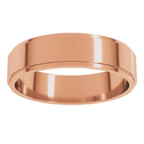14K Rose Gold 5 mm Stepped-Edge Flat Band Size 6.5