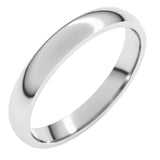 Platinum 3 mm Lightweight Comfort-Fit Half Round Band Size 10