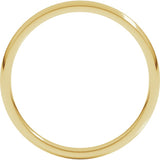 14K Yellow Gold 2 mm Lightweight Comfort-Fit Half Round Band Size 9.5
