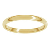 14K Yellow Gold 2 mm Lightweight Comfort-Fit Half Round Band Size 9.5