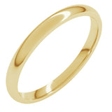 10K Yellow Gold 2 mm Lightweight Comfort-Fit Half Round Band Size 10
