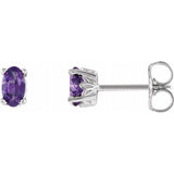 14K White Gold Natural Amethyst Earrings