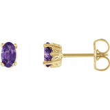 14K Yellow Gold Natural Amethyst Earrings