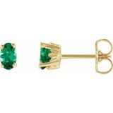 14K Yellow Gold Lab-Grown Emerald Earrings
