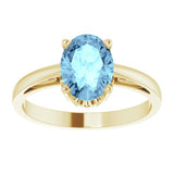 14K Yellow Gold Natural Aquamarine Solitaire Scroll Setting® Ring
