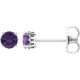 14K White Gold Natural Amethyst Scroll Setting® Stud Earrings
