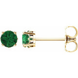 14K Yellow Gold Lab-Grown Emerald Scroll Setting® Stud Earrings