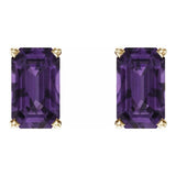14K Yellow Gold Natural Amethyst Earrings