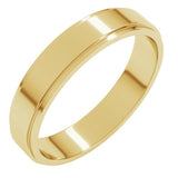 14K Yellow Gold 4 mm Stepped-Edge Flat Band Size 8.5