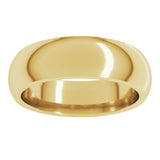 14K Yellow Gold 6 mm Comfort-Fit Half Round Band Size 10.5