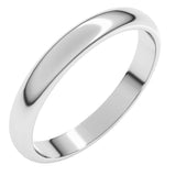 Platinum 3 mm Half Round Band Size 8.5