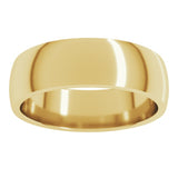 14K Yellow Gold 6 mm Lightweight Comfort-Fit Half Round Band Size 6