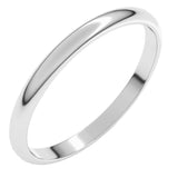 10K White Gold 2 mm Lightweight Half Round Band Size 5
