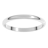10K White Gold 2 mm Lightweight Half Round Band Size 5