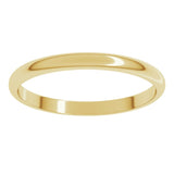 10K Yellow Gold 2 mm Lightweight Half Round Band Size 4.5