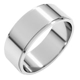 14K White Gold 7 mm Stepped-Edge Flat Band Size 8.5