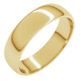 10K Yellow Gold 5 mm Lightweight Half Round Band Size 6