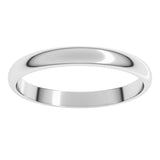 14K White Gold 2.5 mm Lightweight Half Round Band Size 9