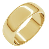 10K Yellow Gold 7 mm Half Round Band Size 10