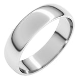 10K White Gold 5 mm Lightweight Half Round Band Size 10.5