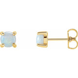 14K Yellow Gold 5 mm Natural White Opal Earrings