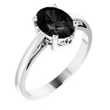14K White Gold Natural Black Onyx Solitaire Scroll Setting® Ring