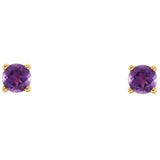 14K Yellow Gold Natural Amethyst Youth Earrings