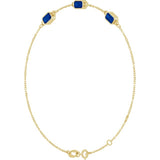 14K Yellow Gold Lab-Grown Blue Sapphire Bezel-Set 3-Stone 7 1/2" Bracelet