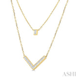 1/2 Ctw Chevron Baguette and Princess Cut Diamond Layered Necklace in 14K Yellow Gold