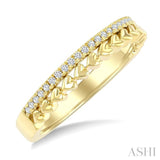 1/10 Ctw Heart Shape Bead Round Cut Diamond Fashion Petite Band in 10K Yellow Gold