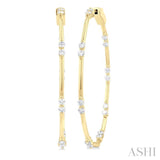 1 Ctw Front and Inner Back Round Cut Diamond Hoop Earrings in 14K Yellow Gold