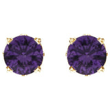 14K Yellow Gold Natural Amethyst Scroll Setting® Stud Earrings