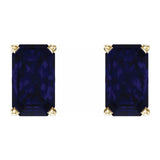 14K Yellow Gold Lab-Grown Blue Sapphire Scroll Setting® Earrings
