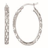Sterling Silver Diamond Cut/ Textured Earring with Hinged Clasp