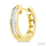 1/10 Ctw Baguette Cut Diamond Huggie Earrings in 10K Yellow Gold
