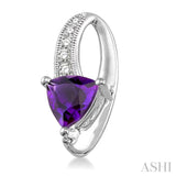 6x6 MM Trillion Cut Amethyst and 1/20 ctw Single Cut Diamond Earrings in 10K White Gold