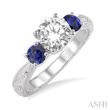 Past Present & Future Semi-Mount Gemstone & Diamond Engagement Ring