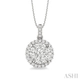 3/4 ctw Lovebright Round Cut Diamond Pendant in 14K White Gold with Chain