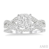 1/2 ctw Diamond Wedding Set with 1/3 ctw Lovebright Engagement Ring and 1/10 ctw Wedding Band in 14K White Gold
