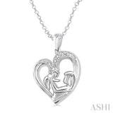 1/50 Ctw Round Cut Diamond Heart Pendant in Sterling Silver with Chain