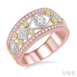 3/4 ctw Diamond Fashion Band in 14K Tri Color Gold