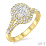 3/4 Ctw Oval Shape Diamond Lovebright Diamond Ring in 14K Yellow and White Gold